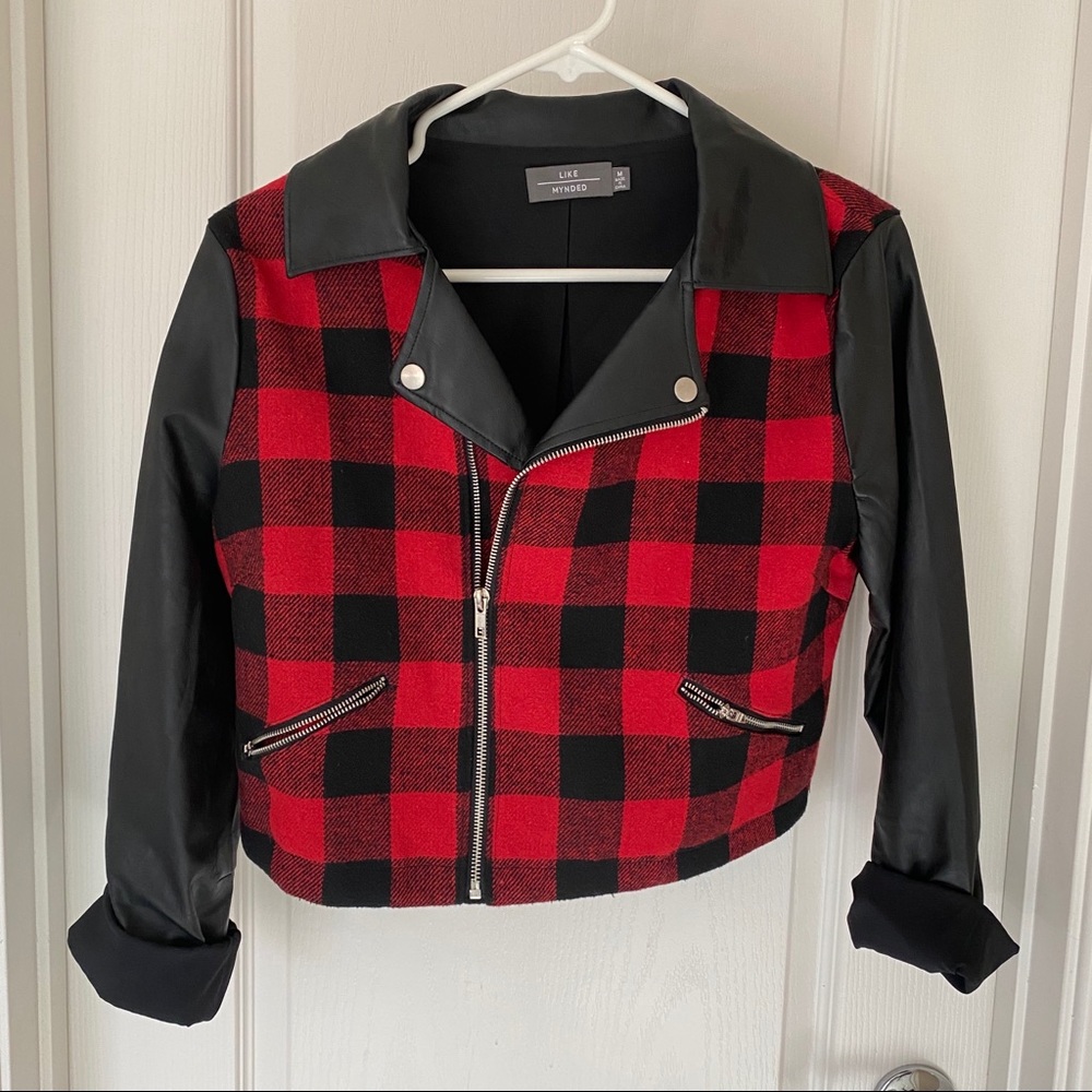Buffalo plaid crop jacket